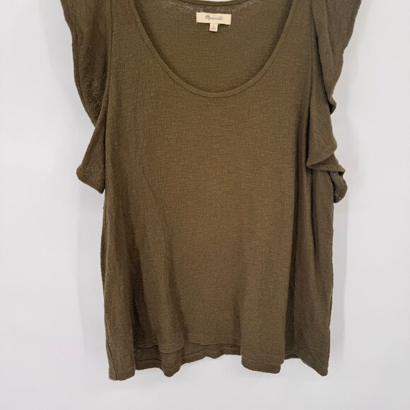 MADEWELL Womens Size Large Olive Green Cotton Ruffle Sleeve Scoop Neck Tank Top - Picture 10 of 14